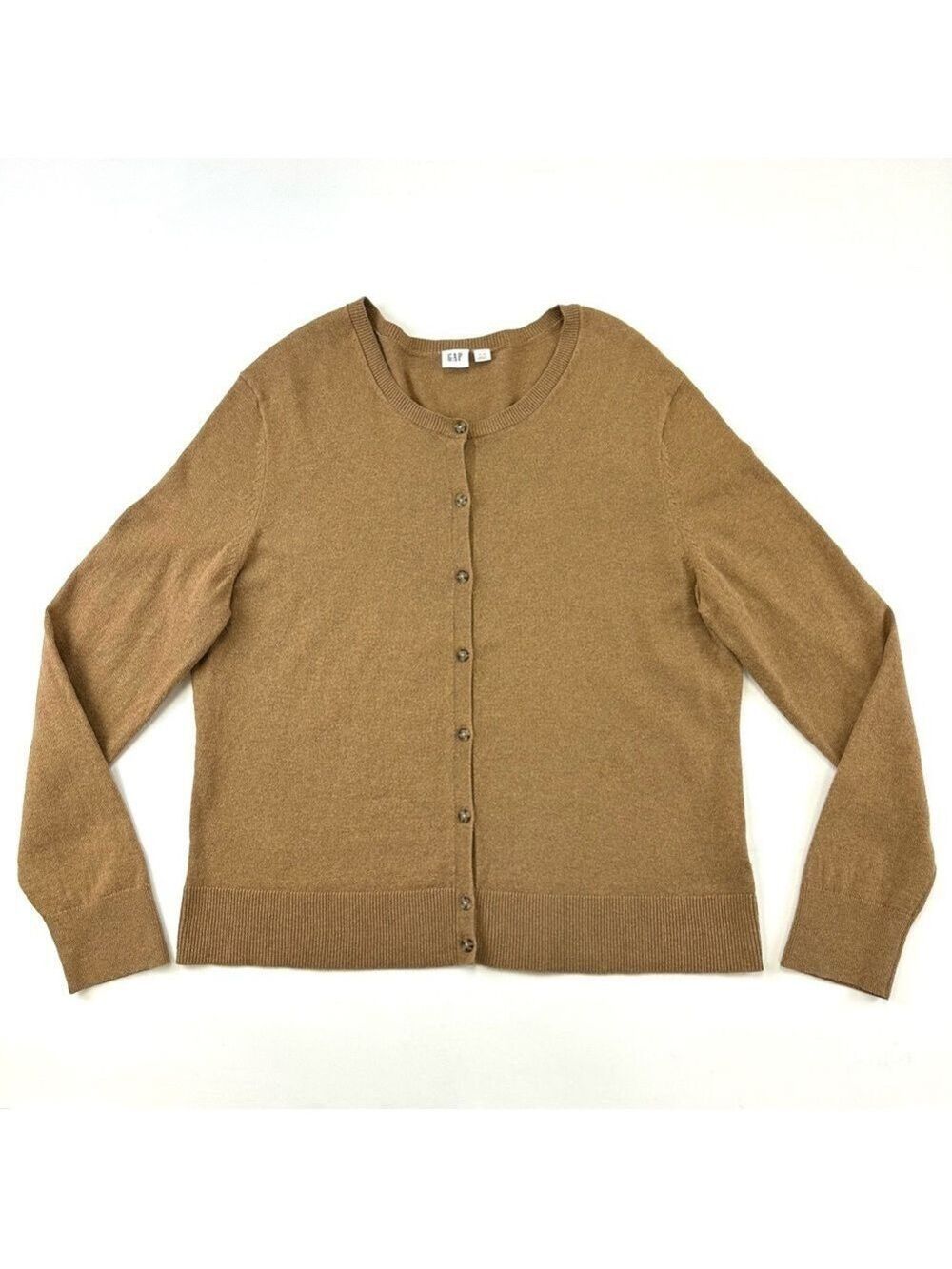 Gap brown cotton cardigan XL round neck womens Office casual everyday